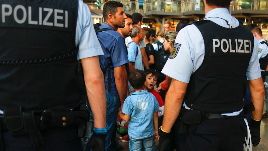 German police at Munich train station