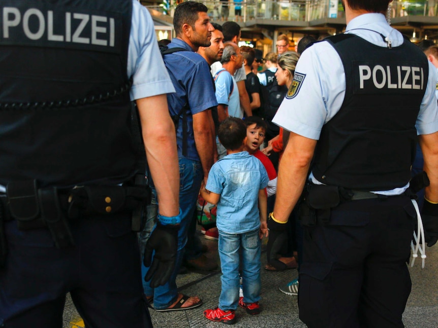 German police at Munich train station