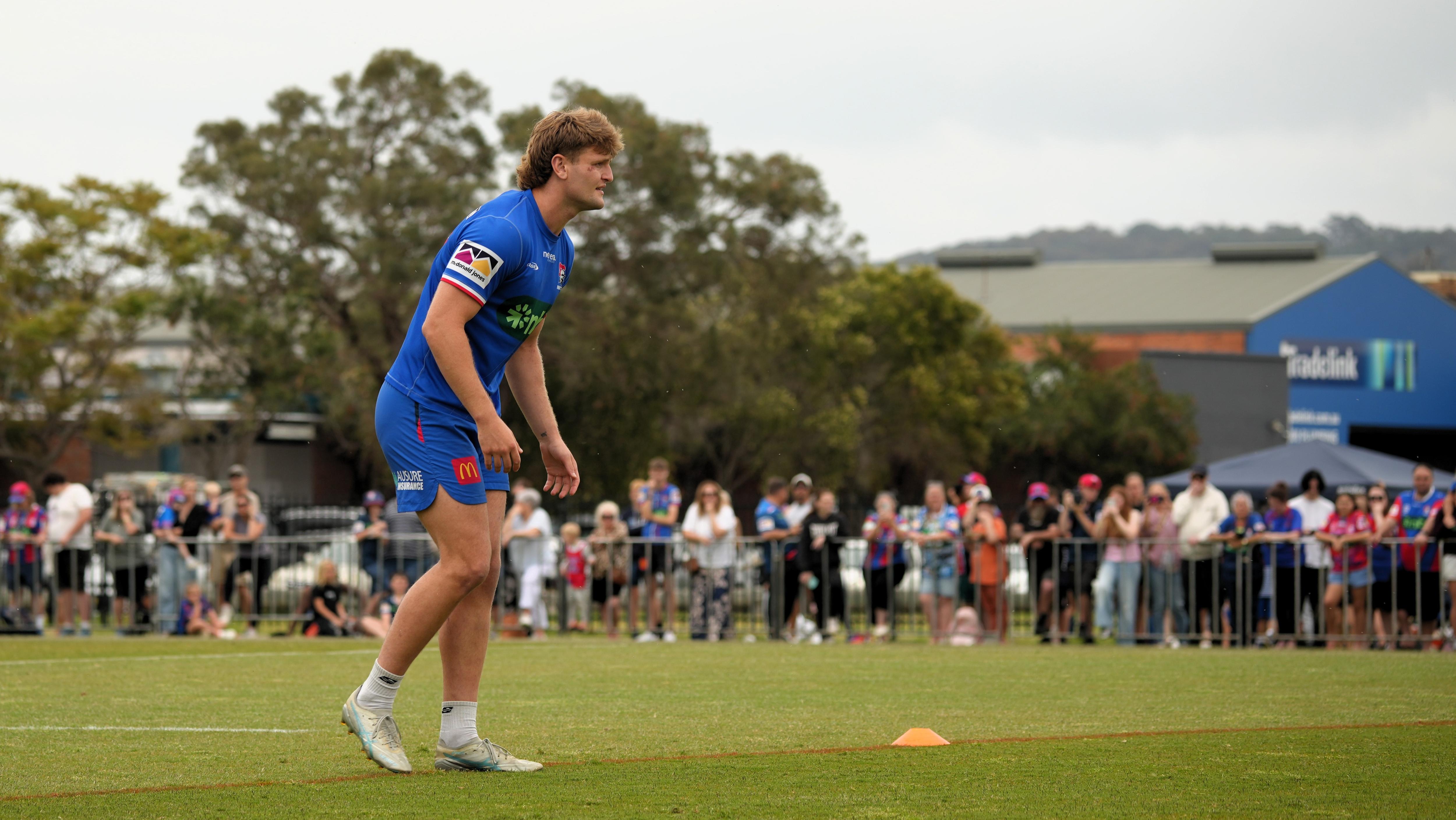 a rugby league player at training