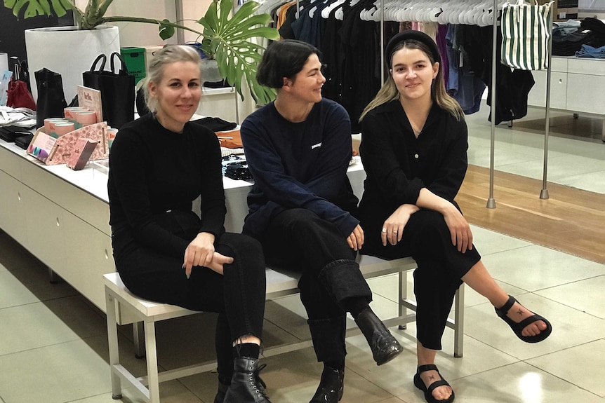 Adelaide-based fashion designers Natalie Ivanov, Emily Sheahan and Anny Duff.