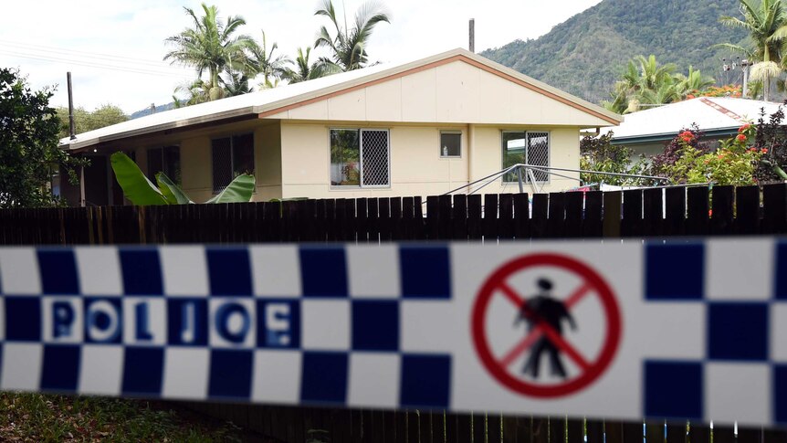 Police tape around a Manoora house in Cairns