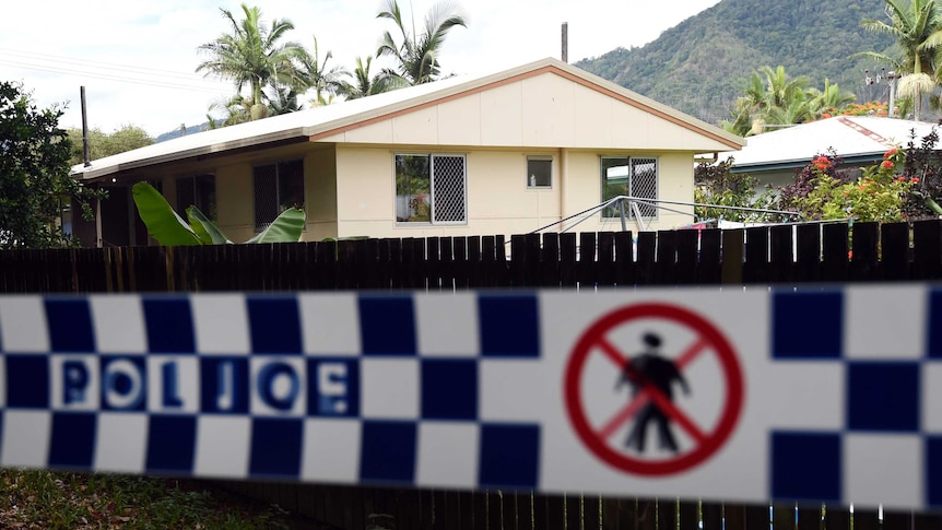 Police tape around a Manoora house in Cairns