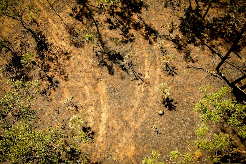 A drone image of a campsite in Wadeye.