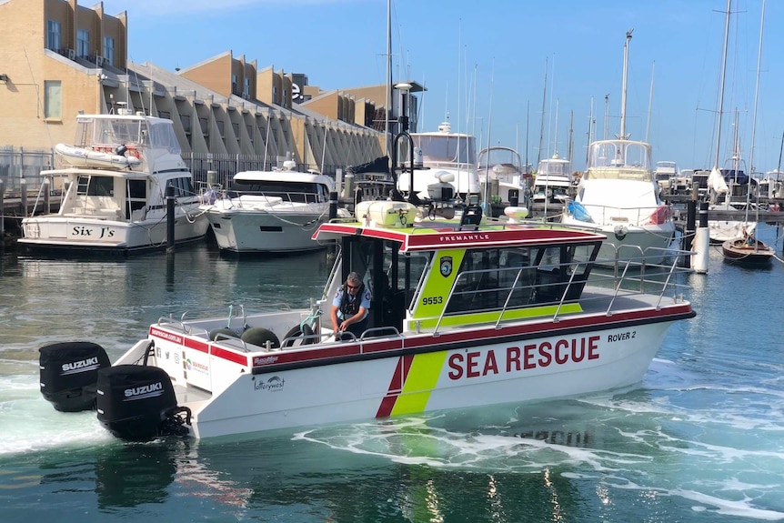 The Fremantle Sea Rescue boat in the harbour.