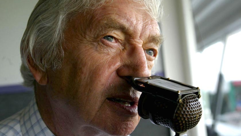 Richie Benaud, pictured at Old Trafford in 2004, became the voice of cricket in both Australia and England.