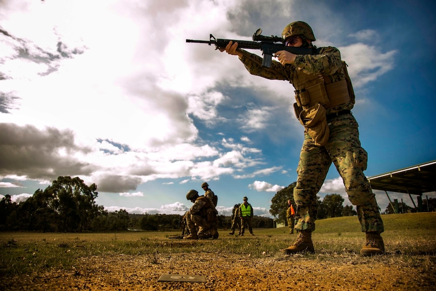 US Marines compete in a shooting competition in Darwin.