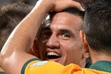 Tim Cahill of Australia celebrates after scoring a goal during the 2015 Asian Cup