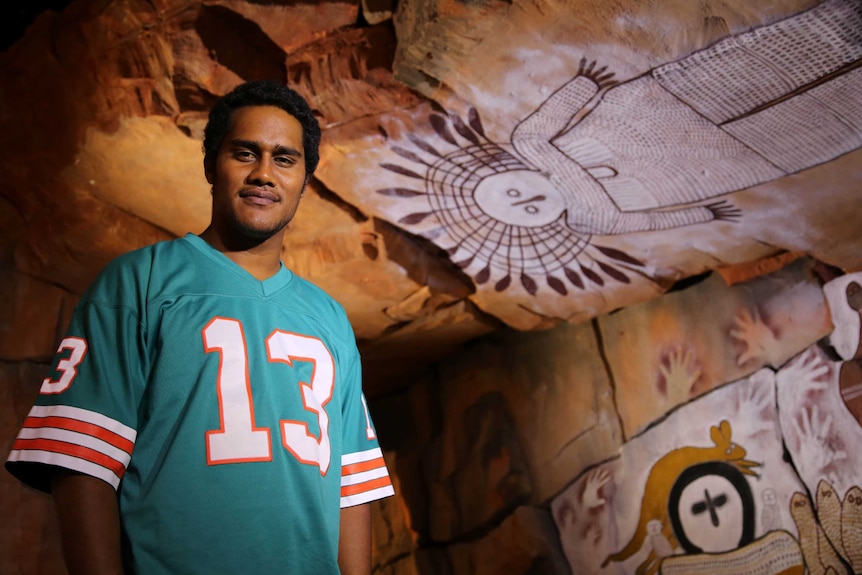 Folau Umbagai is one of seven dancers representing Mowanjum at the Sydney Opera House's Dance Rites competition.