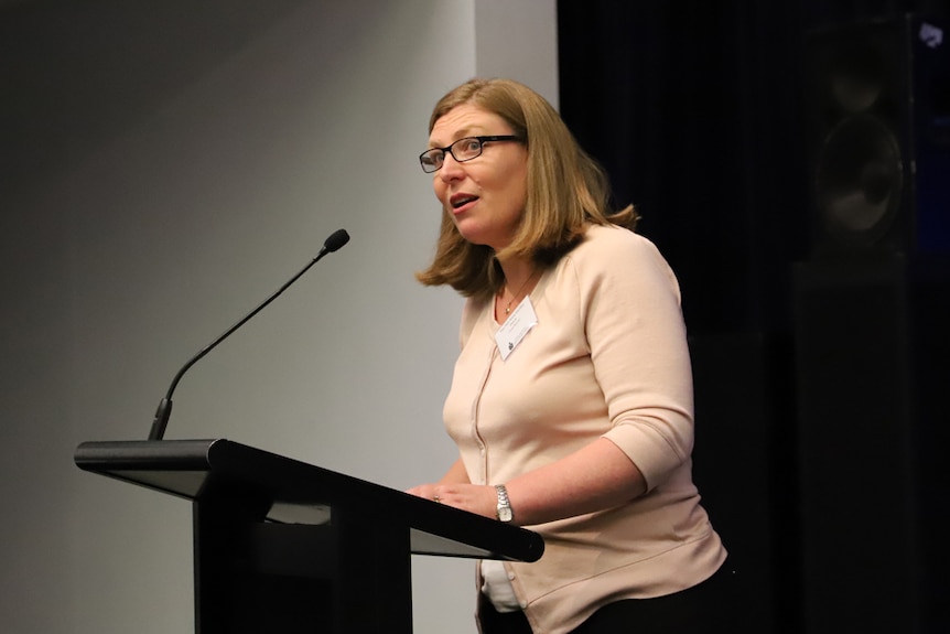 Kara Hartley, the Sydney Anglican Diocese's Archdeacon for Women, addresses the 51st Synod.