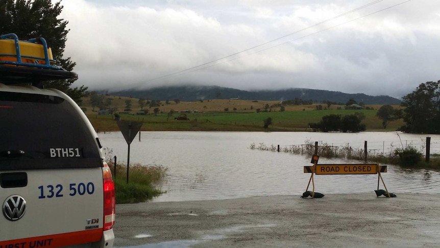 Roads in the Hunter Valley remain closed due to floodwaters on April 28, 2015.