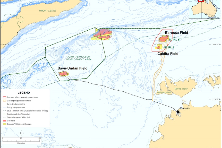 A map of the Barossa Field.