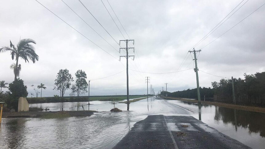 Flooded Thomasens Road in Bundaberg on October 3, 2017 after deluge soaked Queensland's Wide Bay