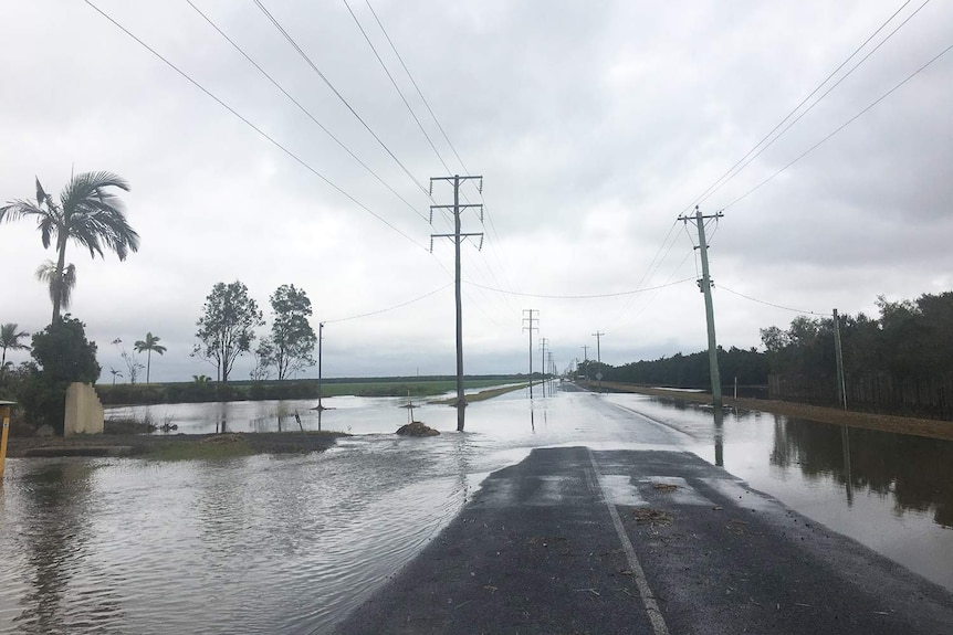 Flooded Thomasens Road in Bundaberg on October 3, 2017 after deluge soaked Queensland's Wide Bay