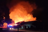 A large fire in the night