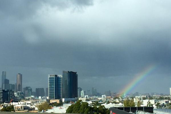 Grey skies over Melbourne, as thunderstorms and hail are forecast from Tuesday night.