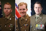 Corporal Alex Naggs (left), Lieutenant Maxwell Nugent (middle) and Warrant Officer Class 2 Joseph Laycock.