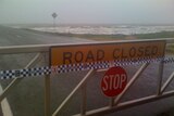 Roads are closed at Mackay Harbour near the breakwater as Hamish looms.