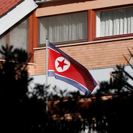 North Korean flag flies at the embassy in Italy