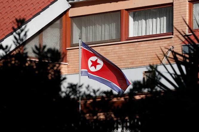 North Korean flag flies at the embassy in Italy