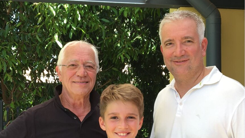 A photo of Sidney, James and Jeremy Muller, descendants of Jo Muller