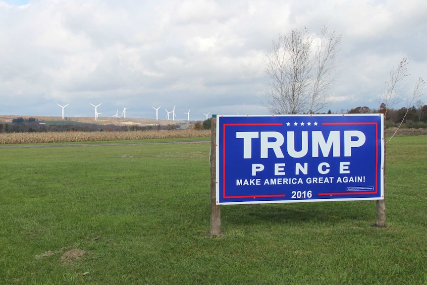 A Trump-Pence sign