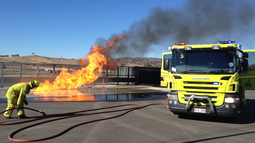 The ACT Fire Brigade uses the state-of-the-art facilities at the ESA training centre in Hume to practise fire fighting techniques.