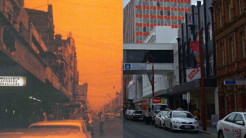 Collins Street in the Hobart CBD was under a bright orange haze in 1967, and experts say it's likely to happen again.