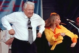 Boris Yeltsin cuts loose on stage in Rostov in 1996