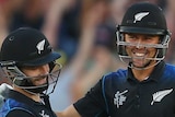 Kane Williamson and Trent Boult of New Zealand celebrate victory