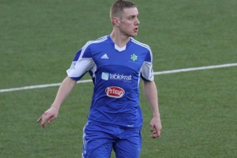 Deklan Gilmartin dressed in a team soccer uniform as a midfielder for Hakoah Sydney City East soccer team.