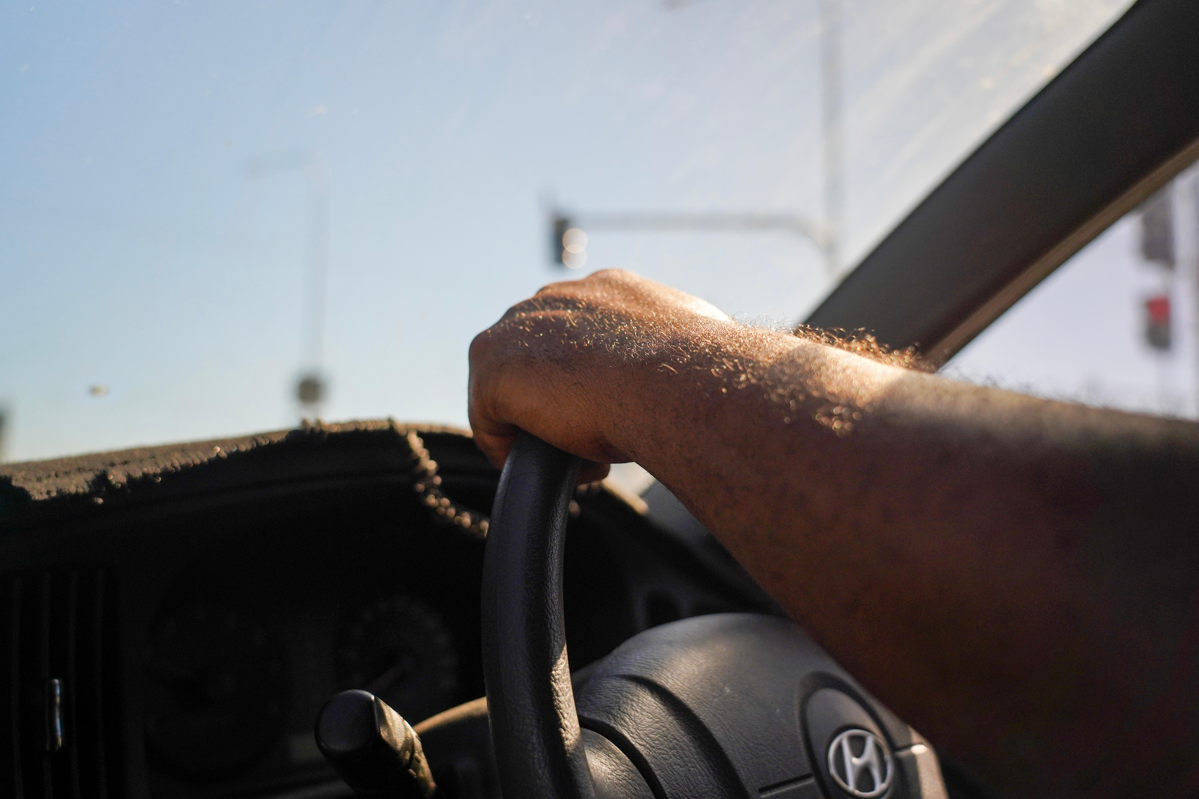 Man driving car