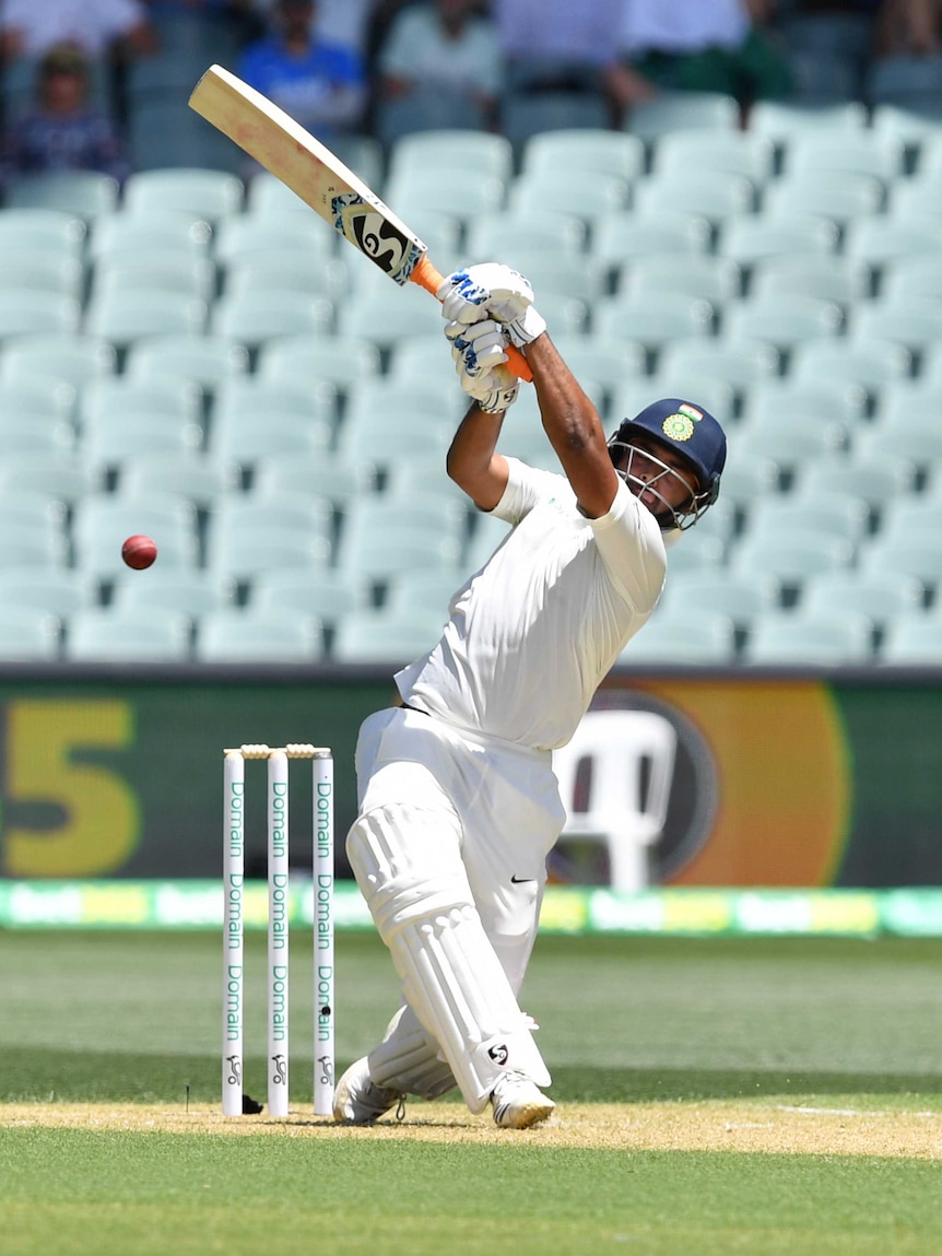 Rishabh Pant gets himself in a tangle playing a wild cricket shot.