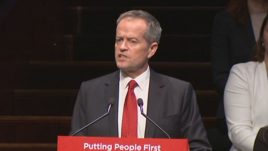 Bill Shorten still from TV coverage of a conference