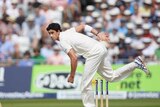 Australian paceman Mitchell Starc bowls to Kevin Pietersen in the first Ashes Test.