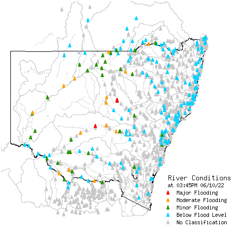 A map indicating major Australian river flooding.