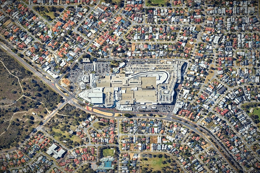 An aerial view of a suburban neighbourhood