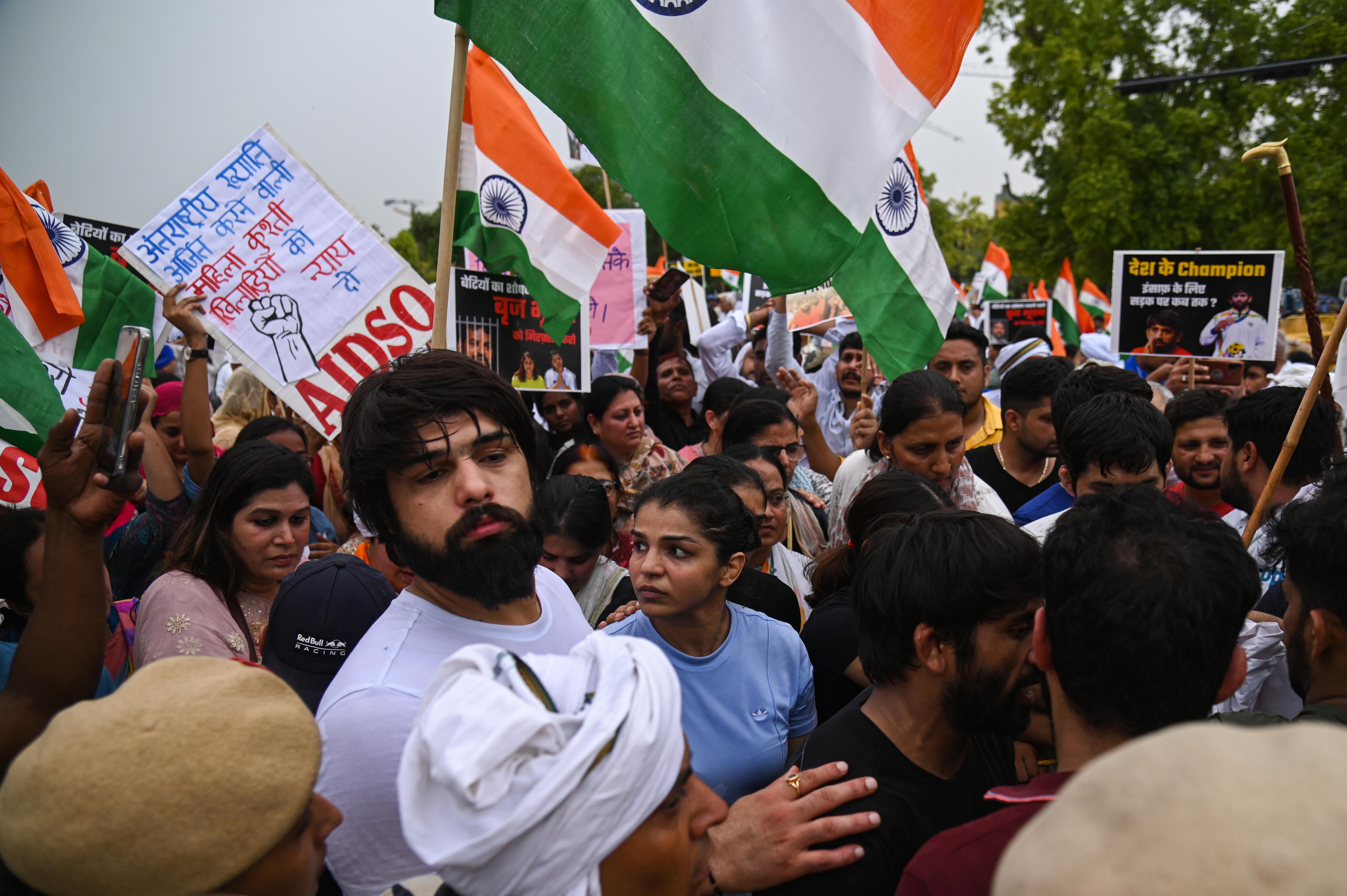 Top Indian wrestlers detained in protest demanding arrest of federation chief accused of sexual abuse