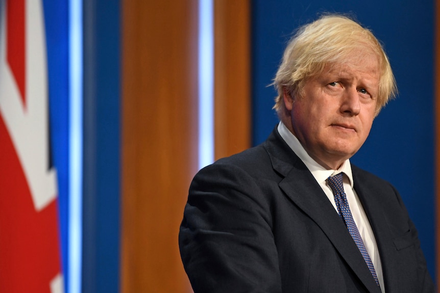 Britain's Prime Minister Boris Johnson speaks during a media briefing