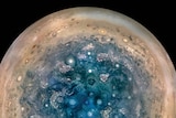 Jupiter's south pole, as seen by NASA's Juno spacecraft.