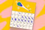Colourful illustration showing a calendar and thermometer to depict fertility awareness methods for contraception.