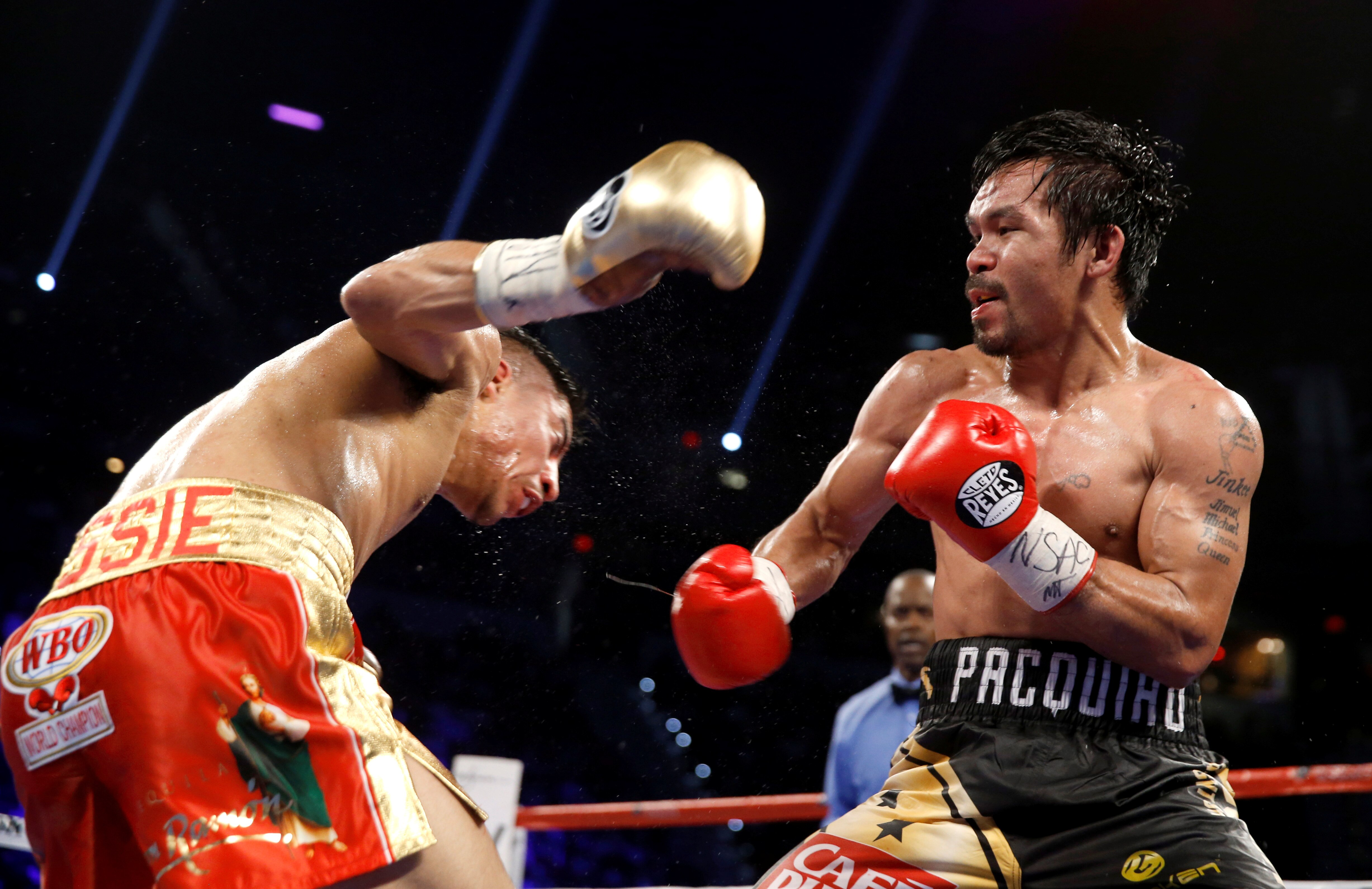 Manny Pacquiao  and Jessie Vargas during 2016 fight