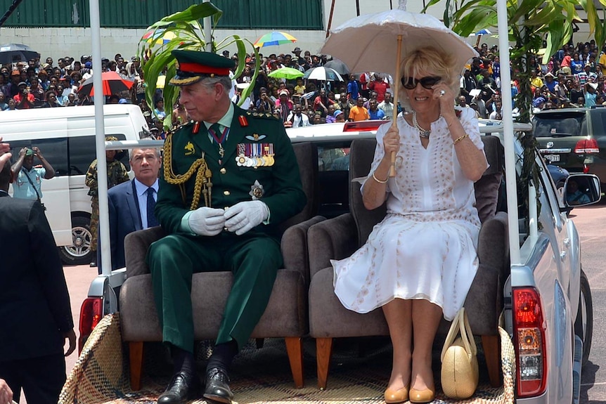 The Prince of Wales and his wife Camilla during their PNG visit.