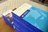 The volumes of the Child Abuse Sexual Abuse report stacked on a table.