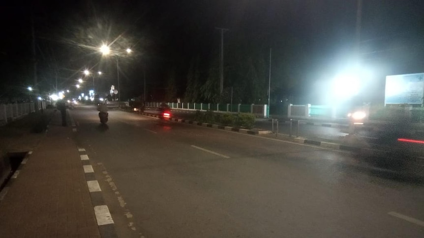 Kondisi jalan utama di Merauke, tepatnya Jl. Raya Mandala, depan eks Gereja Katedral, pada Kamis (5/9/2019) malam.