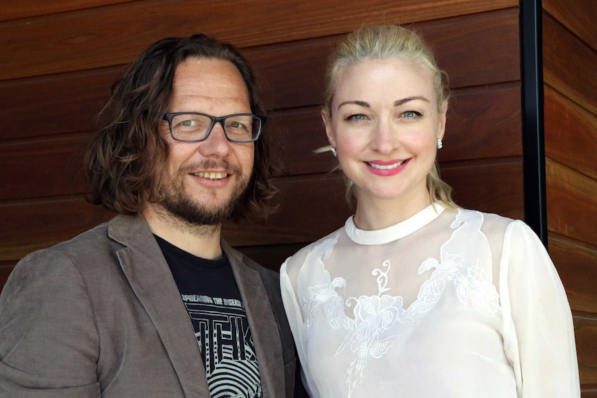 Composers Keir Nuttall and Kate Miller-Heidke stand side by side