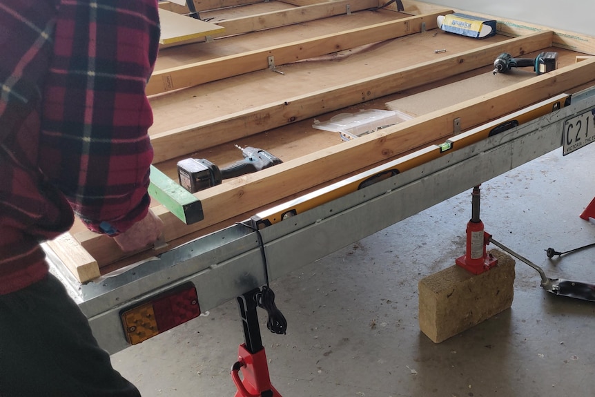 The subfloor of the tiny house