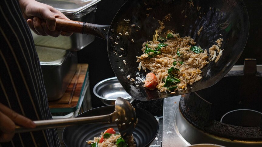 A wok full of rice