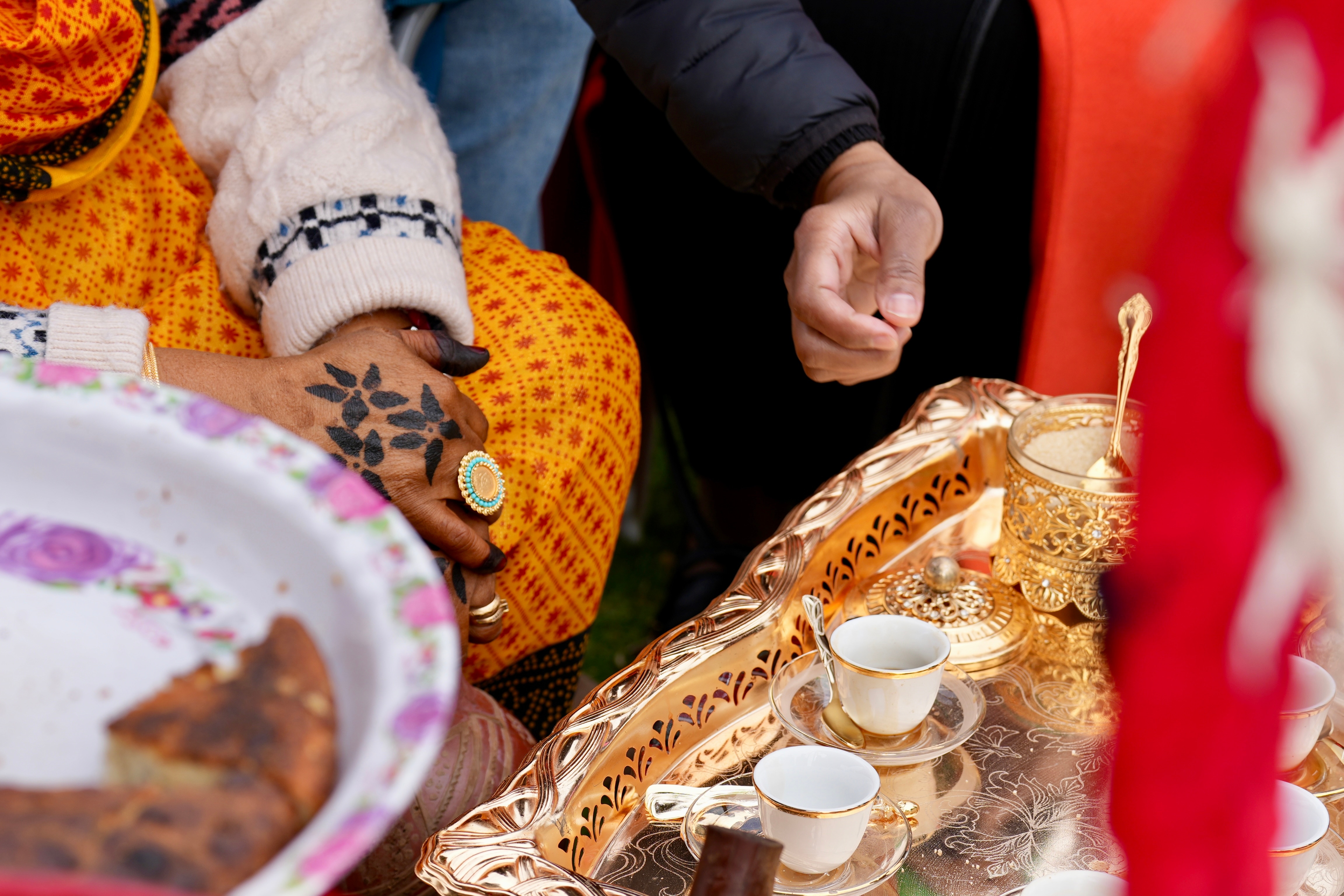 A spread of tea at a multicultural event.