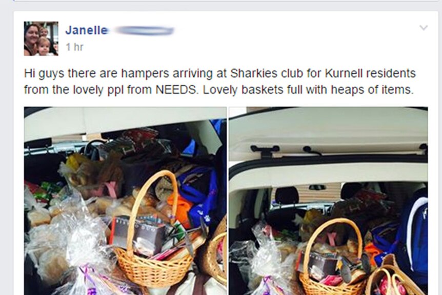 A Facebook photo shows hampers arriving at the "Sharkies" club.