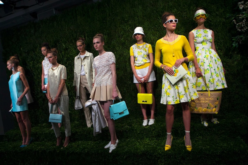 Models present creations from the Kate Spade Spring/Summer 2014 collection during New York Fashion Week.